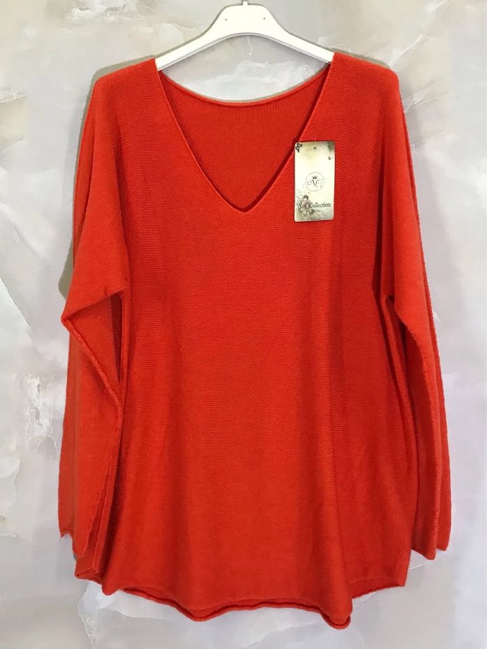 Pull col V grande taille