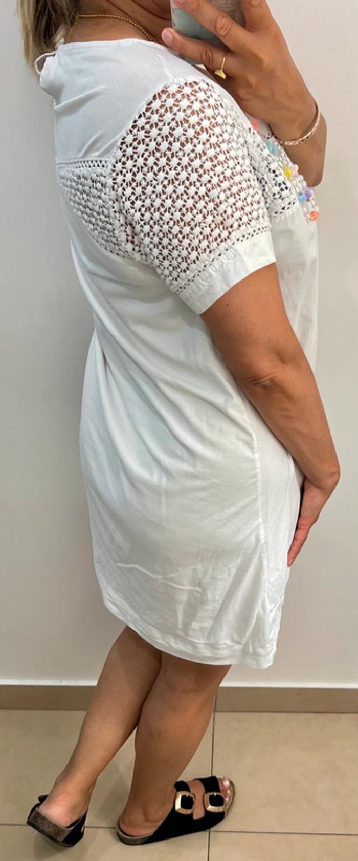 Robe Courte Droite Avec Broderie Taille L - photo numéro 5