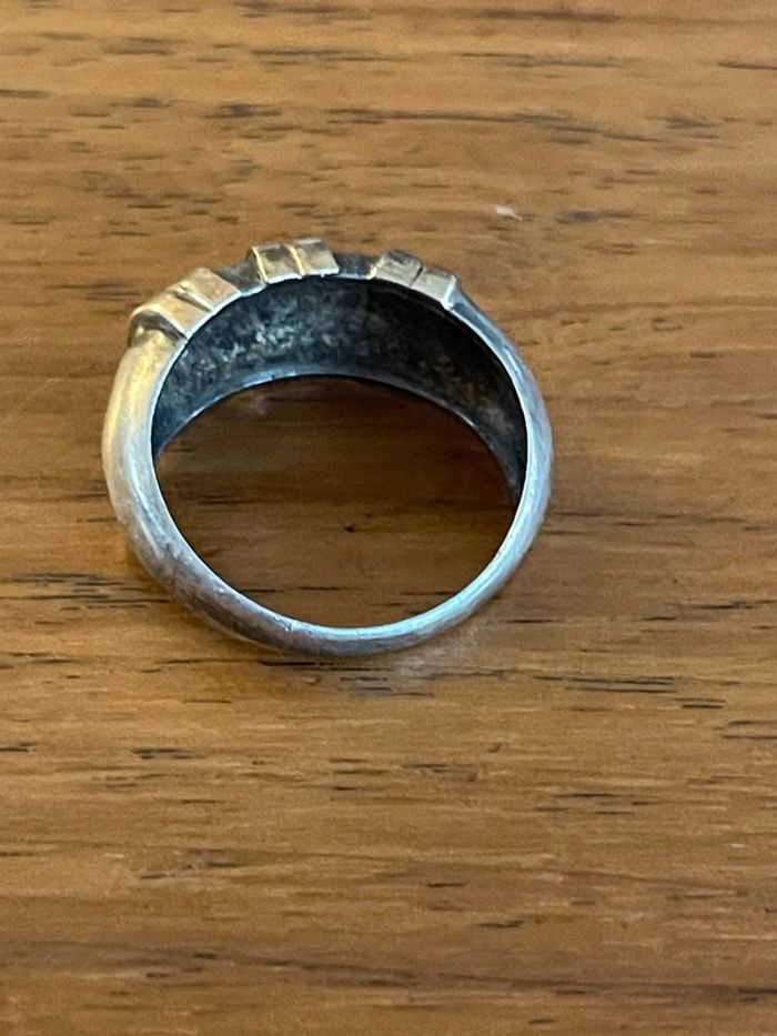 Bague Art Deco vintage or 585 et argent 925 TDD 60 - photo numéro 4