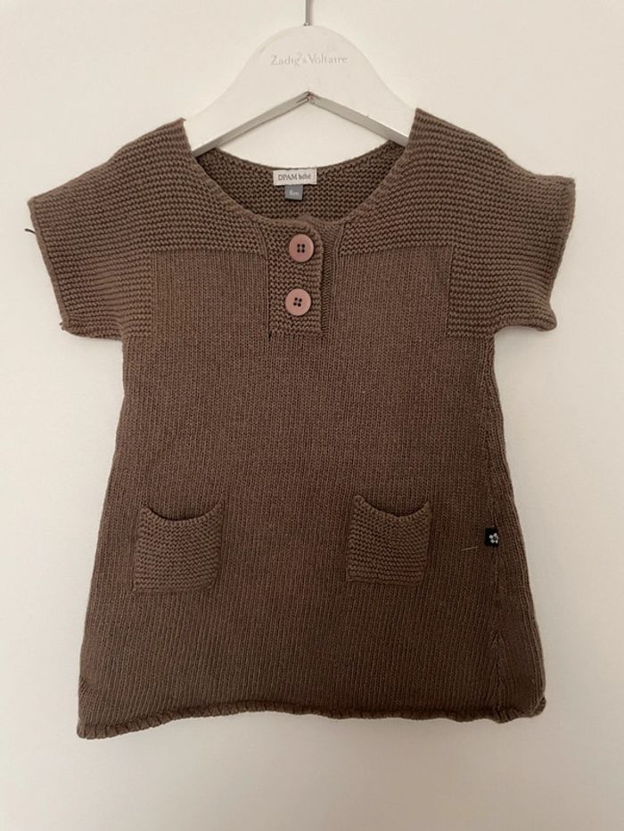 Robe pull marron bébé fille 6 mois DPAM