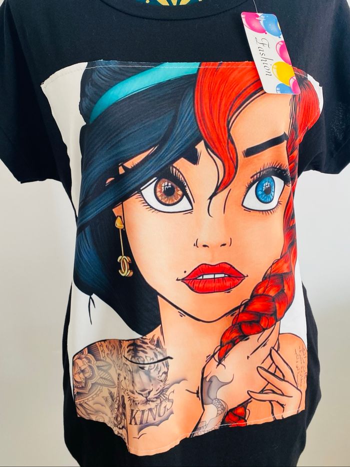 Robe Tee Shirt Femme Style Disney Jasmine Ariel - photo numéro 4