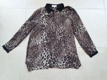 Chemisier transparent imprimé léopard femme S JCL TBE