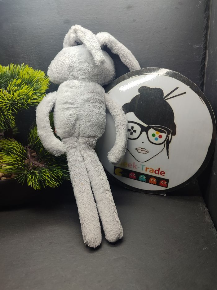 Doudou Lapin gris noir nez cœur Hema peluche pantin 3807 - photo numéro 2