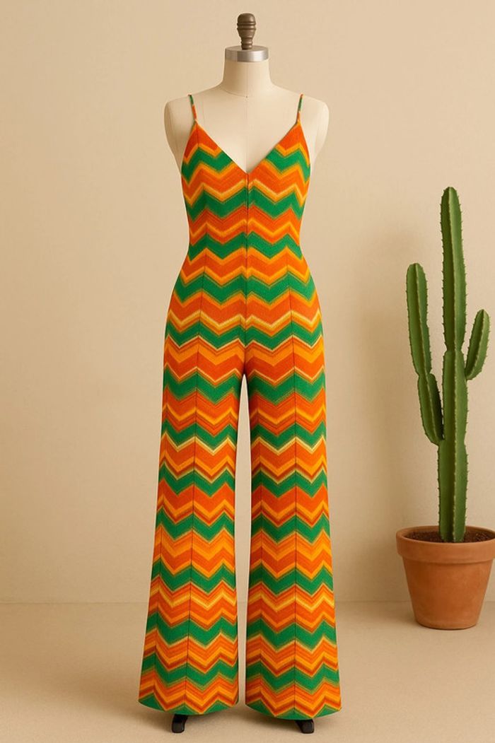 Combinaison jambes larges et dos nu imprimé zigzag colorée Undiz – Taille S - photo numéro 7
