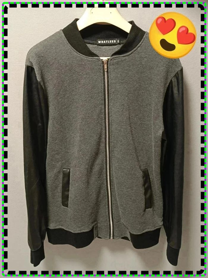 🧥 Veste bomber grise et noire – Style vintage Y2K