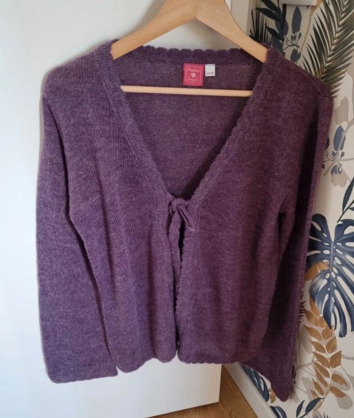 Gilet laine violet manches longues