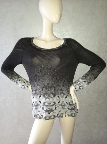 pull noir gris et pailleté argenté desigual taille 40