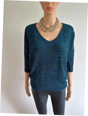 Pull court bleu pailleté Morgan taille XS jamais porté