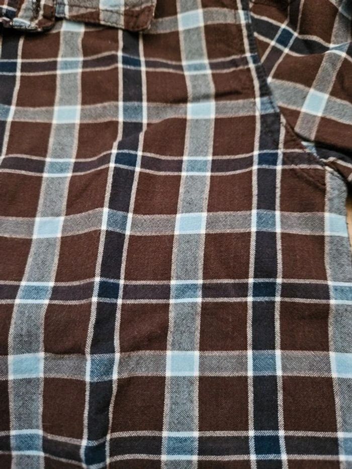 Chemise manches longues à carreaux marron et bleu 5 ans - photo numéro 3