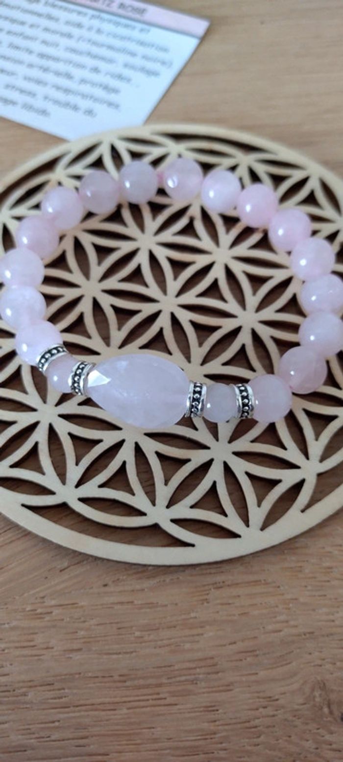 Bracelet élastique quartz rose - photo numéro 2