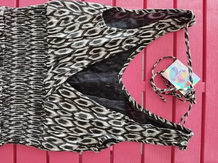 Robe été patineuse cachecoeur noir marron - photo numéro 7