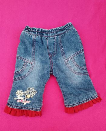 Pantalon jean fille avec broderie T 6 mois