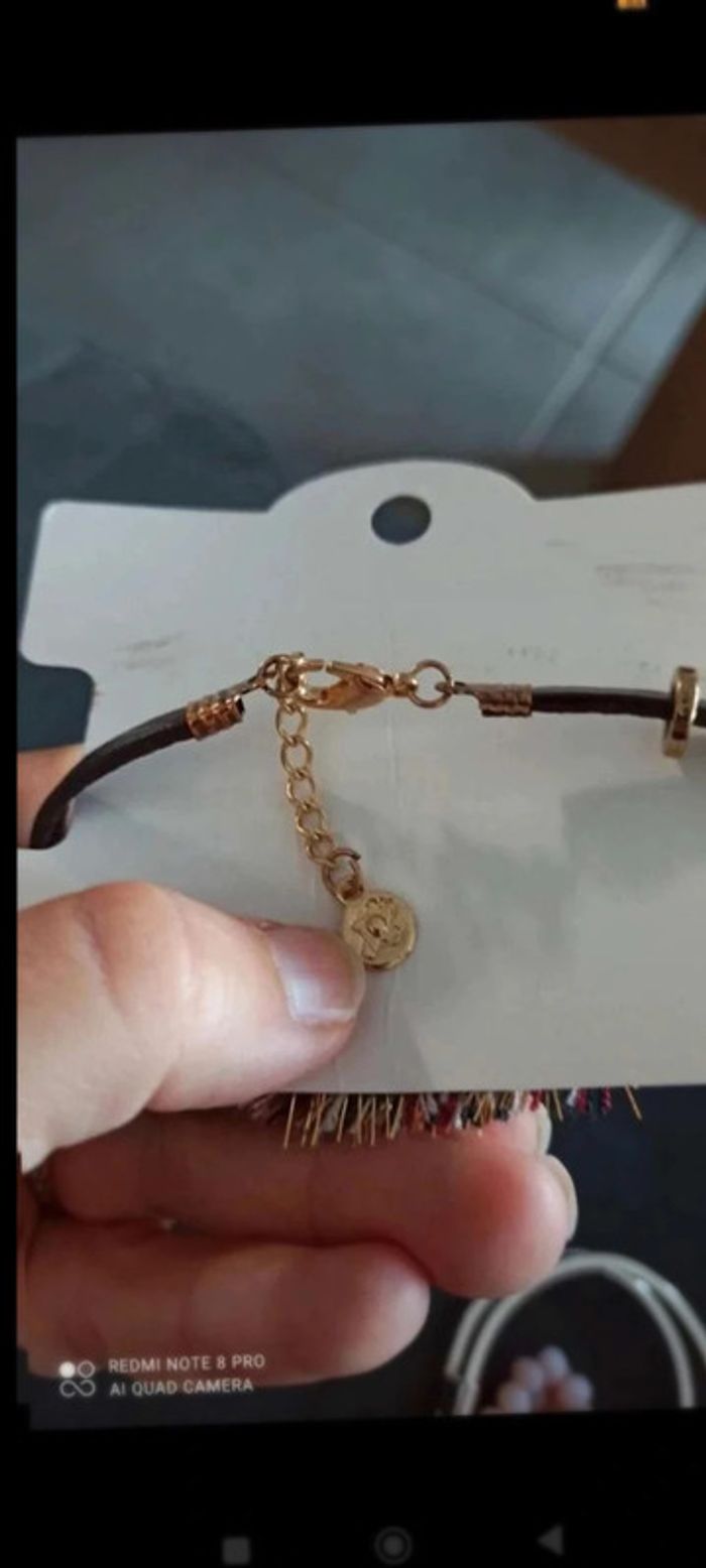 Bracelet simili cuir dore marron franges ikita - photo numéro 4