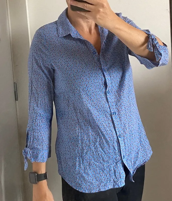 Petite chemise bleue imprimé Badminton Esprit
