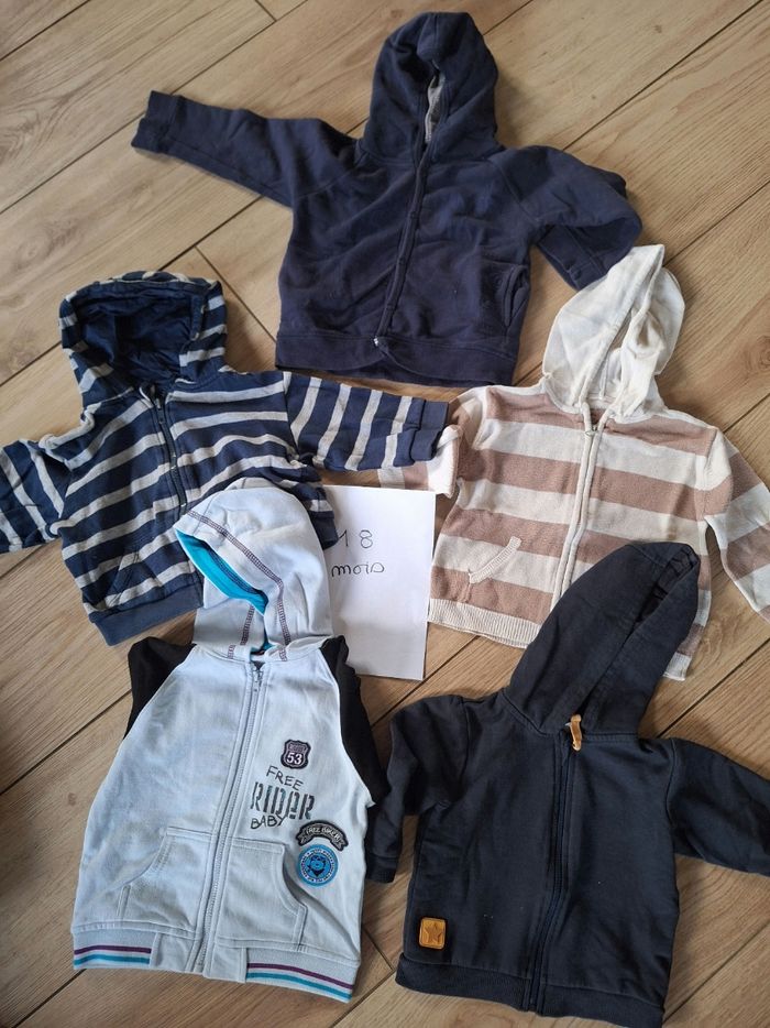 Lot vestes zippée à capuche 18 mois garçon - photo numéro 2