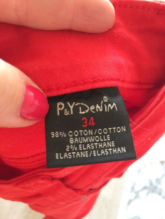 Jeans rouge neuf taille 34 marque P&Y Denim - photo numéro 5