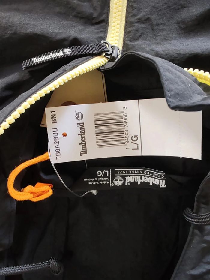 K-Way Imperméable Quart Zip Timberland Taille L Noir et Jaune - photo numéro 7