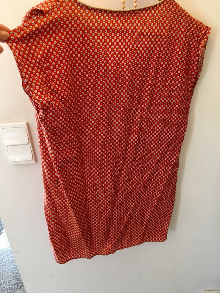 Robe courte corail taille S GOA col doré / robe à motifs étoiles - photo numéro 5
