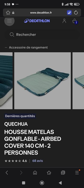 Quechua airbedcover 140 housse pour matelas gonflable 2 personnes pour le camping