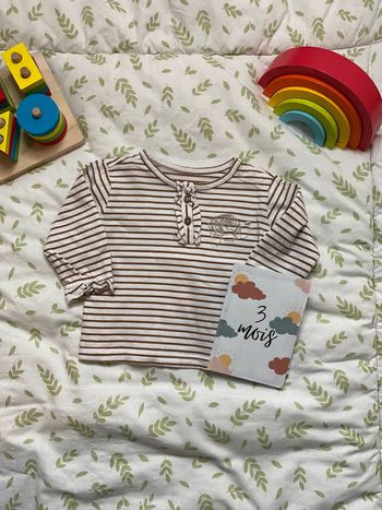 teeshirt manches longues rayé marron 3 mois vertbaudet