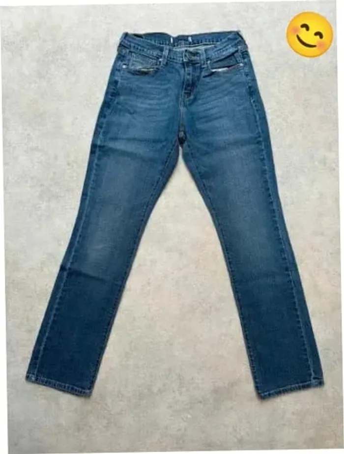 Jeans Levi's W28 FR38 coupe droite bleu Femme Women pan330b - photo numéro 2