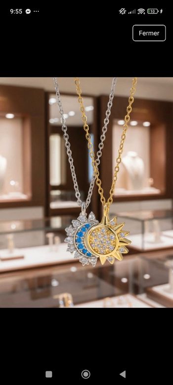 Lot 2 colliers en un duo Soleil et Lune strass - Ne bouge pas.
