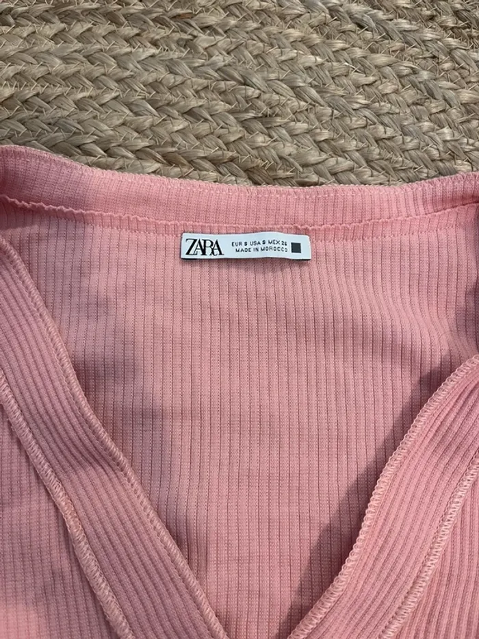 Top court manches longues roses à nouer Zara - photo numéro 4