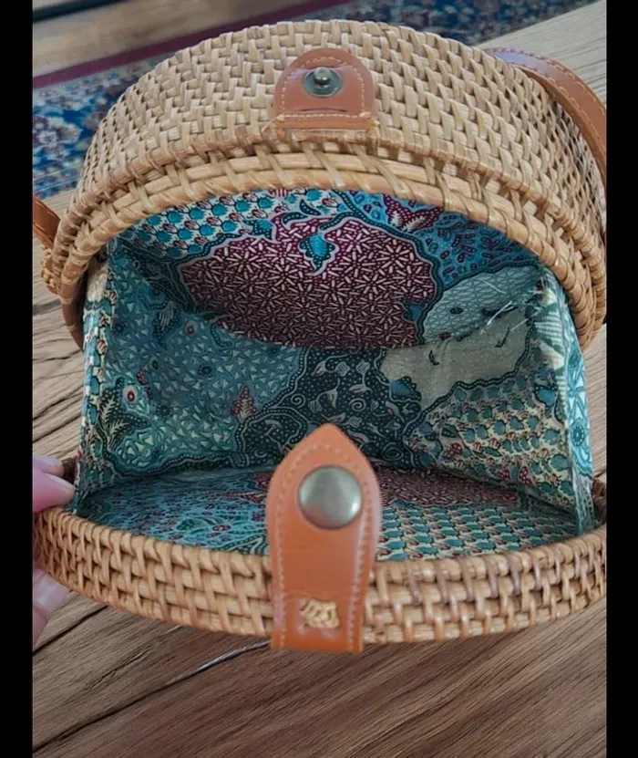 Sac rond en rotin à bandoulière ou épaule - photo numéro 2