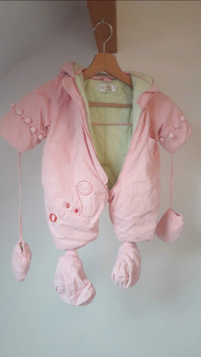 💖 Magnifique combinaison pilote rose en excellent état  bébé fille 3 mois clayeux - photo numéro 2