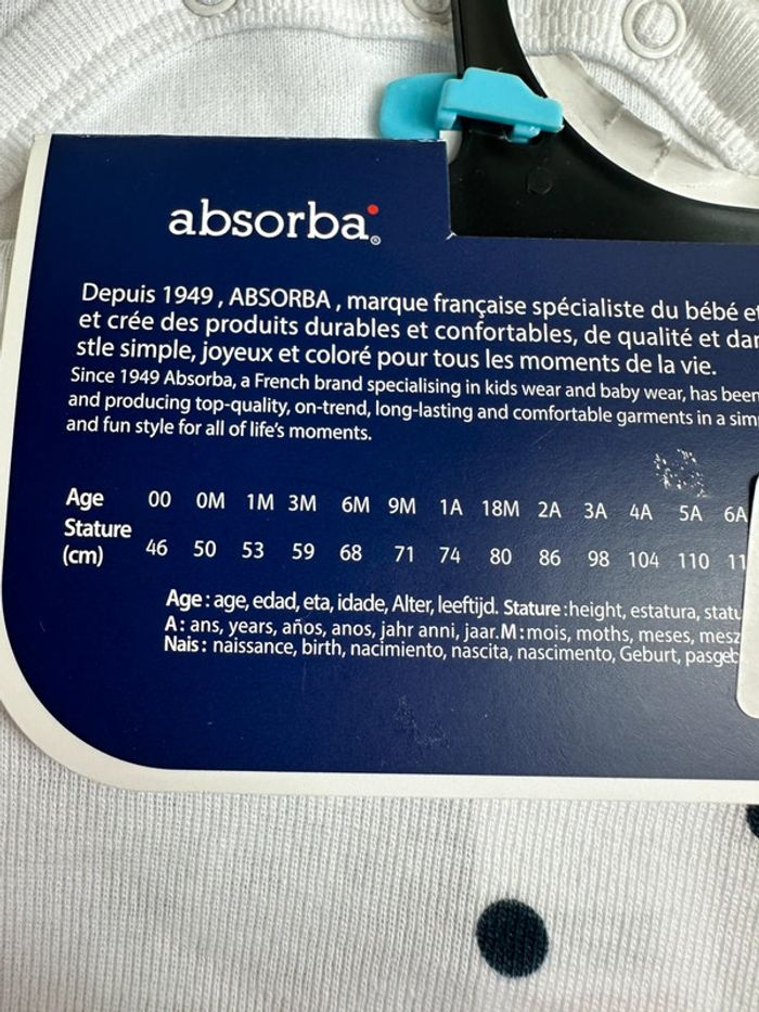 Lot de 3 bodies Absorba taille 6 mois - photo numéro 7