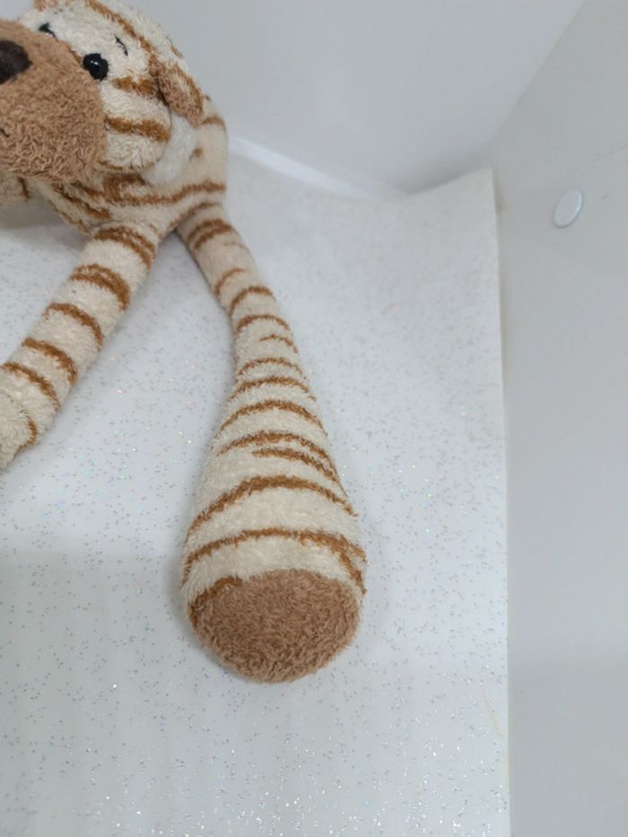 Petite peluche cmp plush doudou teddy zèbre zébré grosse pattes grande big beige crème tigre tiger - photo numéro 5
