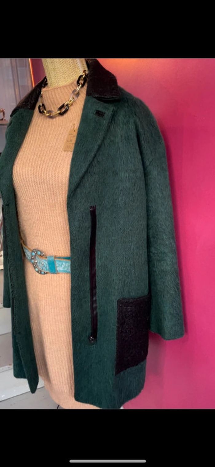 Manteau Kookaï taille 40 vert et noir excellent état
