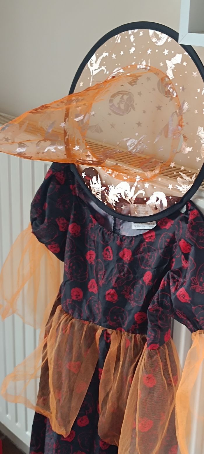 Robe+Chapeau Cosplay Halloween Citrouille Fille 4/6Ans - photo numéro 2