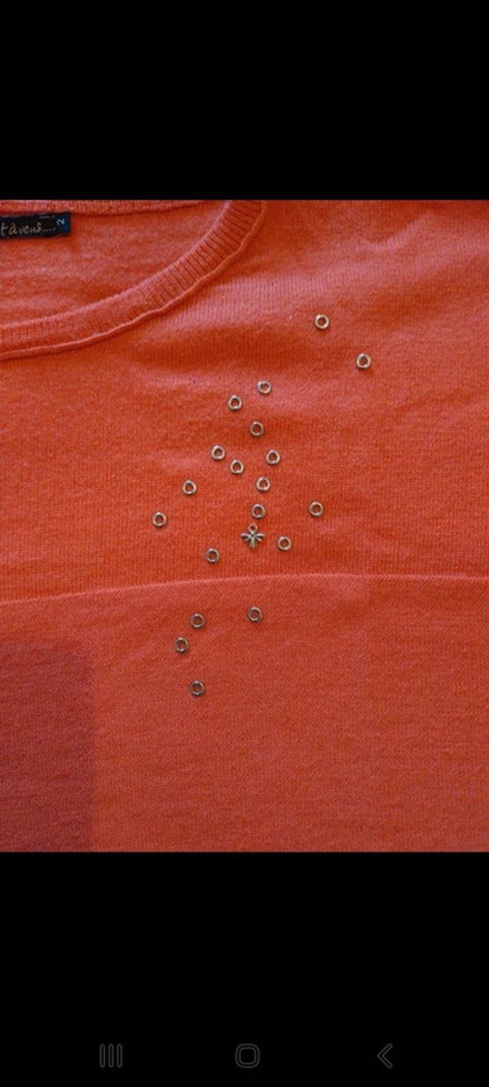 Pull couronne orange corail t2 - photo numéro 4