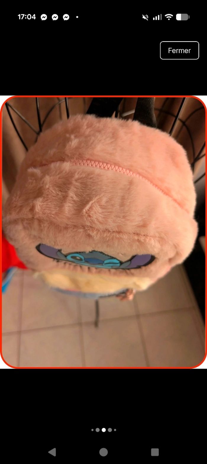 Petit sac à dos Stitch Disney - Peluche Rose - NEUF - photo numéro 4