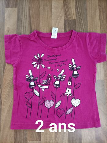 Tee-shirt rose Bretagne 2 ans
