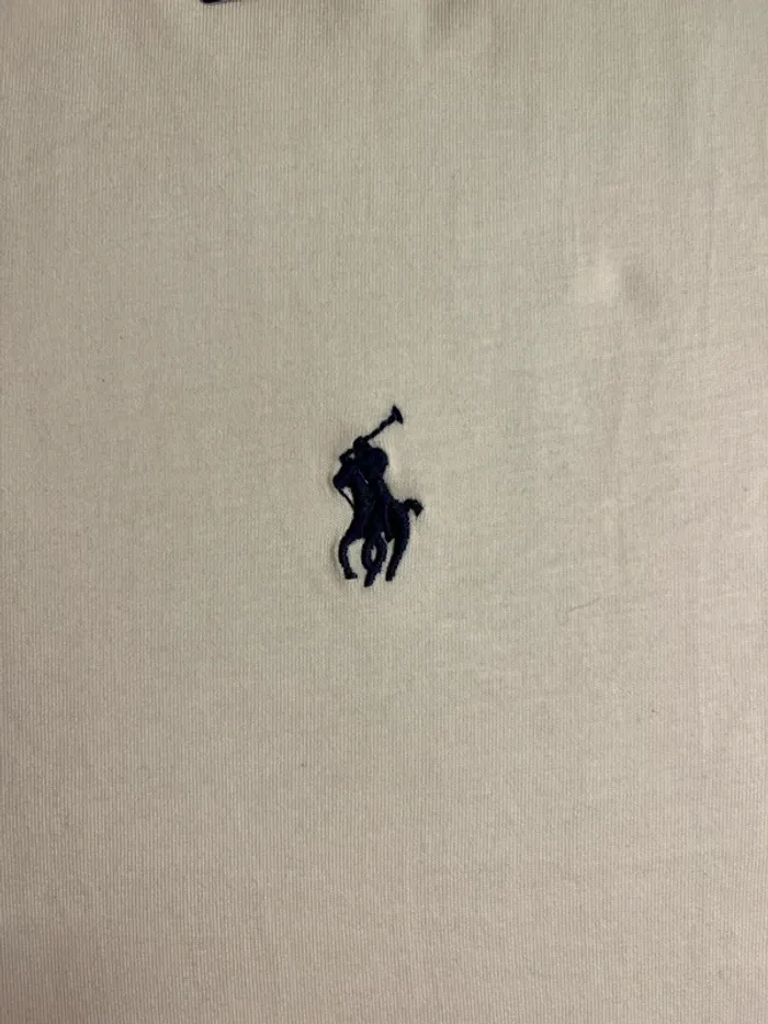 T-shirt Ralph Lauren Crewneck Embroidered White Navy Poney – Taille L - photo numéro 3