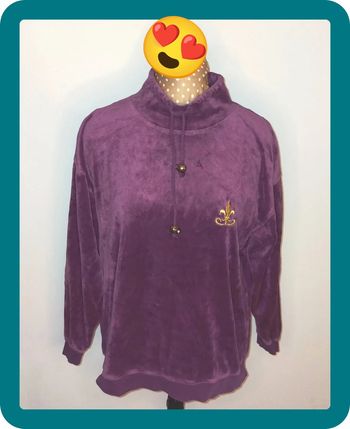 Sweat velour violet femme, taille M, coton