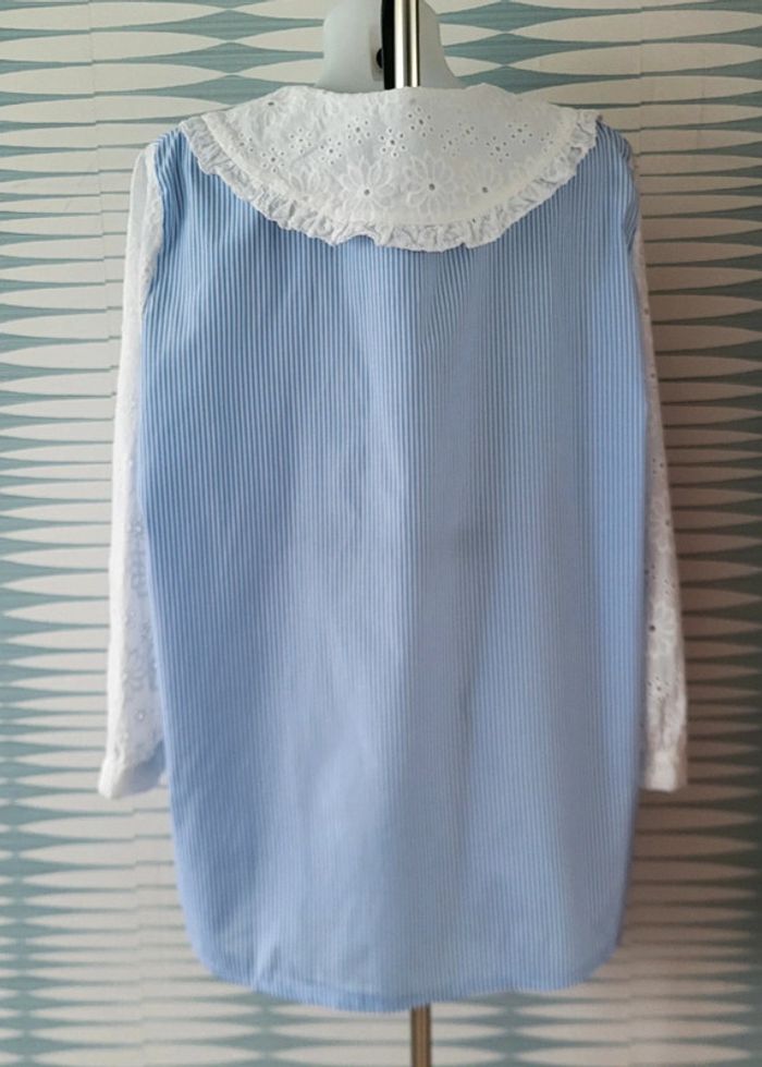 Chemise rayée à col et manches en dentelle neuve avec étiquette TU (44/50) Pépouz' by Loicïa Curve - photo numéro 14