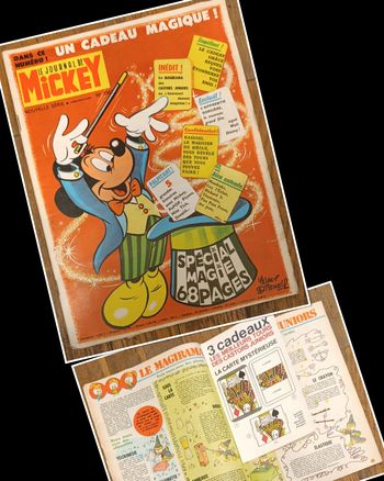 Rare ancien journal de Mickey 1972 avec cadeau tour de magie N°1062 vintage