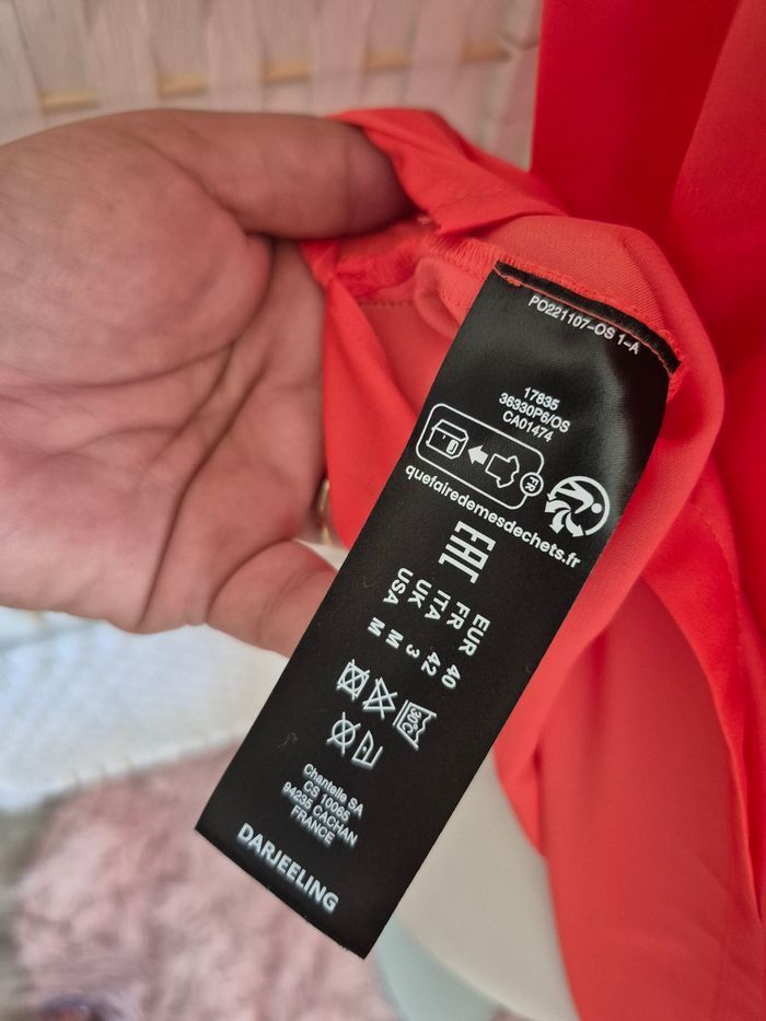 💕Joli Top saumon Darjeeling - Encolure dentelle & liens - femme T42 💕 - photo numéro 6