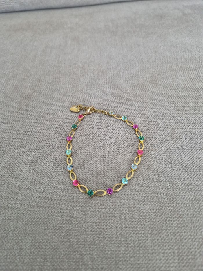 Bracelet doré à perles colorées - photo numéro 2