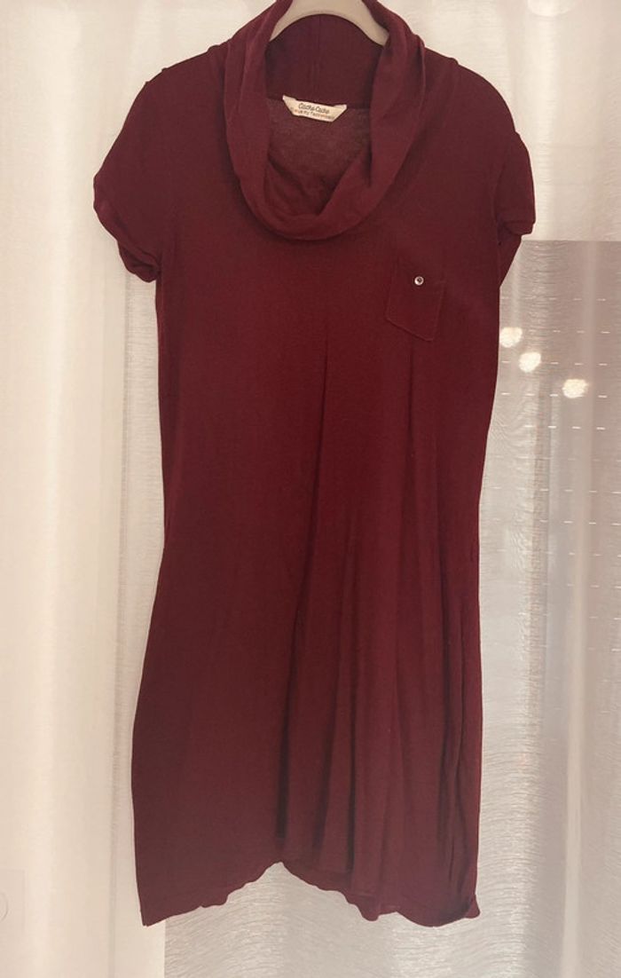 Cache cache - robe pull col tombant bordeau T40