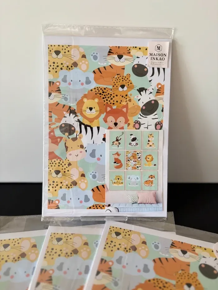 Affiches “Animaux de la Savane” pour chambre enfant