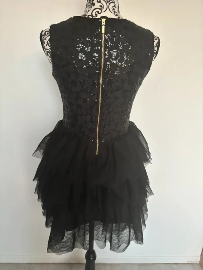 Petite robe de soirée noire en sequins et tulle 36 - photo numéro 5