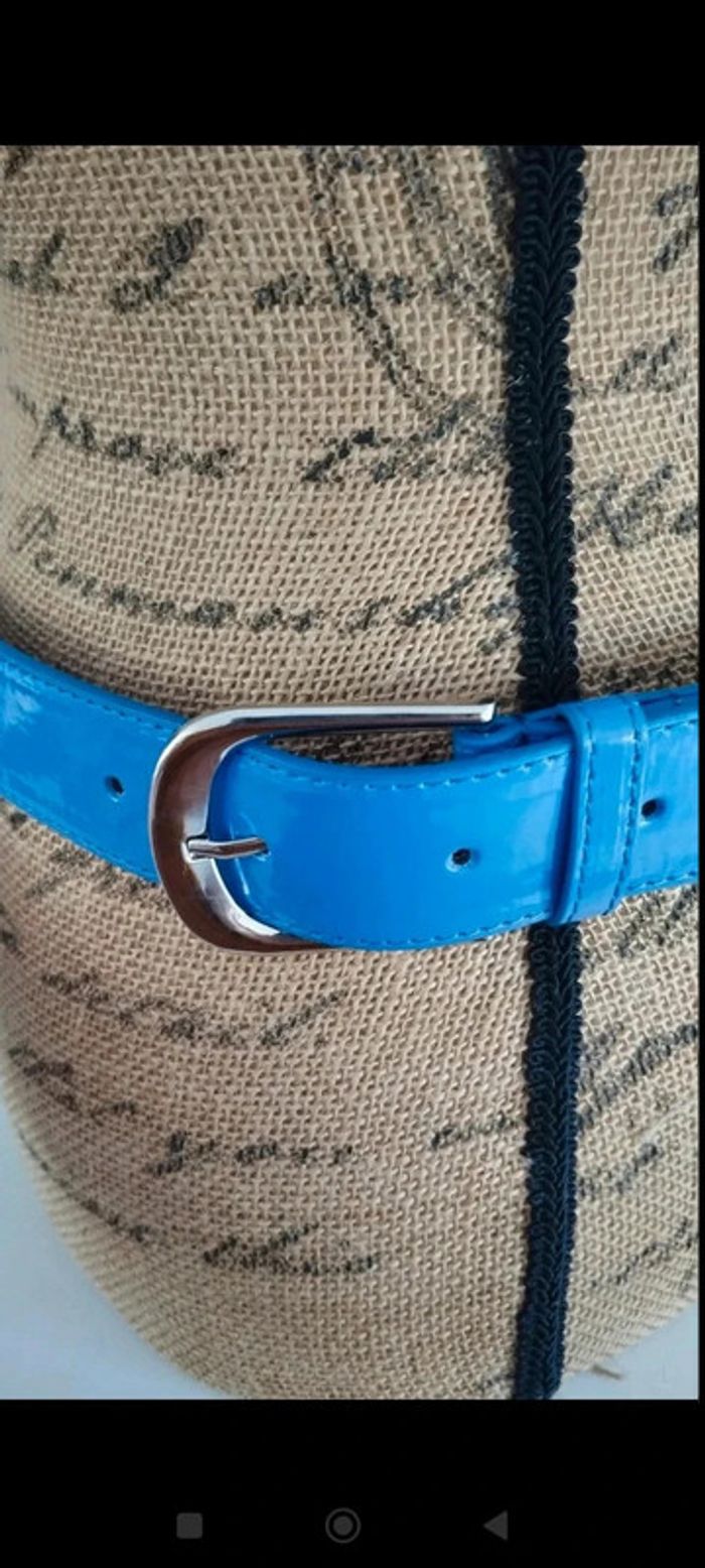 Ceinture bleu boucle argenté femme 95 cm - photo numéro 6