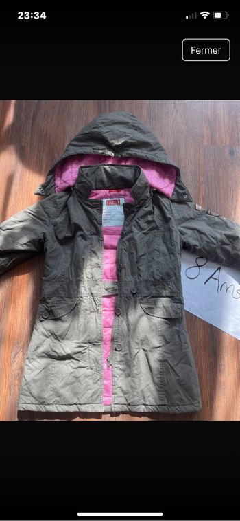Parkas kaki et rose