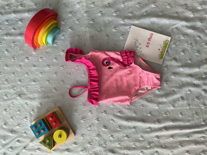 maillot de bain 1 pièce rose a pois blanc 6/12 mois pat et ripaton - photo numéro 2
