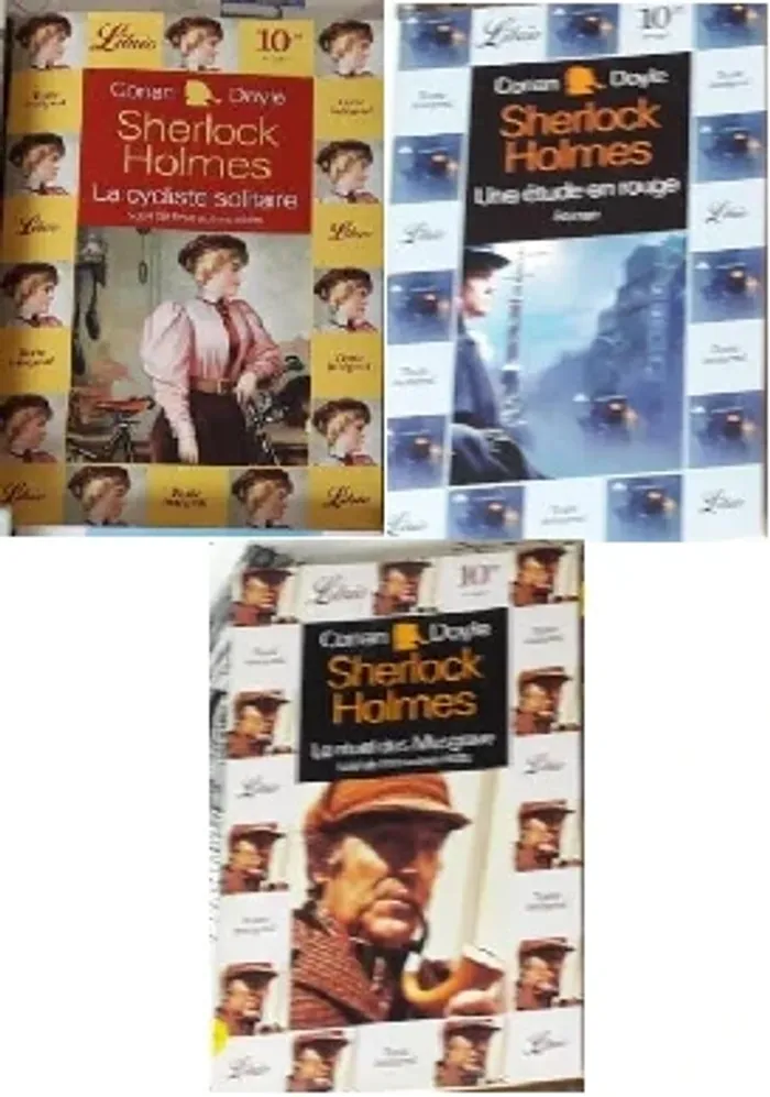 Lot 3 livres sherlock holmes: cycliste solitaire et étude en rouge et rituel des musgrave