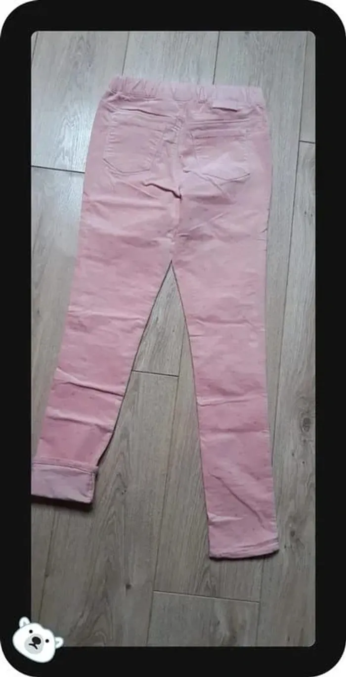 Pantalon tregging okaidi rose clair à motif en velours neuf avec étiquette - photo numéro 4